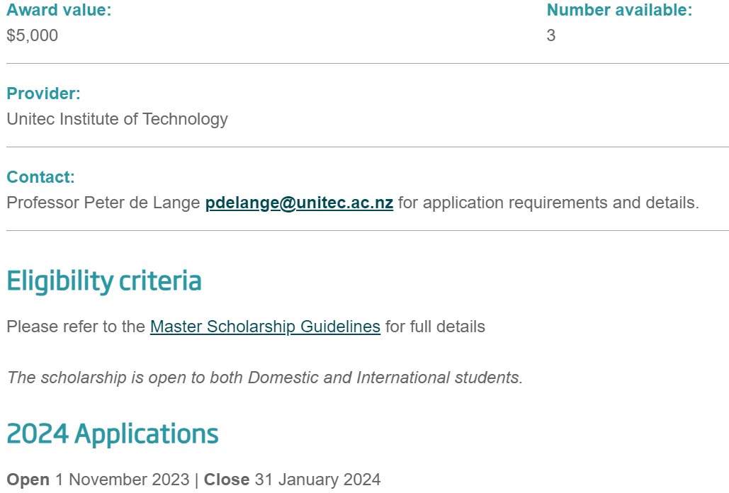 UIT Scholarships New Zealand Detail
